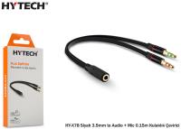 HYTECH HY-X78 Siyah 3.5mm To Audio + Mic 0.15m Kulaklık Çevirici - 1